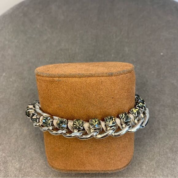 MARKS & Spencer silvertone crystal rhinestone chain bracelet - Picture 3 of 7